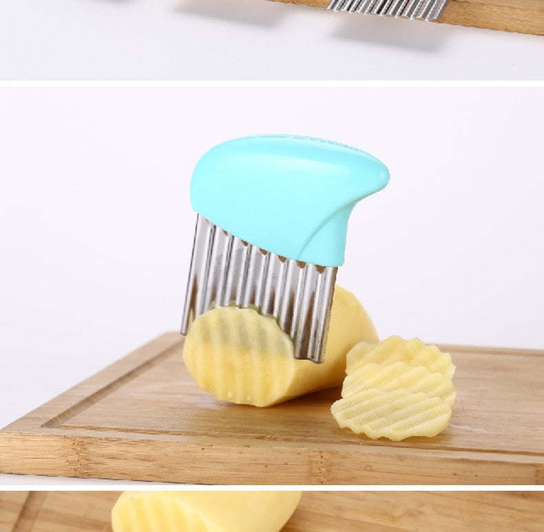 Picador de batatas fritas em aço inoxidável Lâmina ondulada