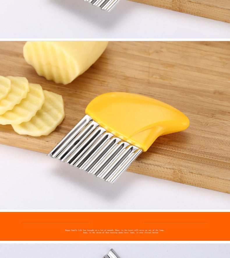 Picador de batatas fritas em aço inoxidável Lâmina ondulada