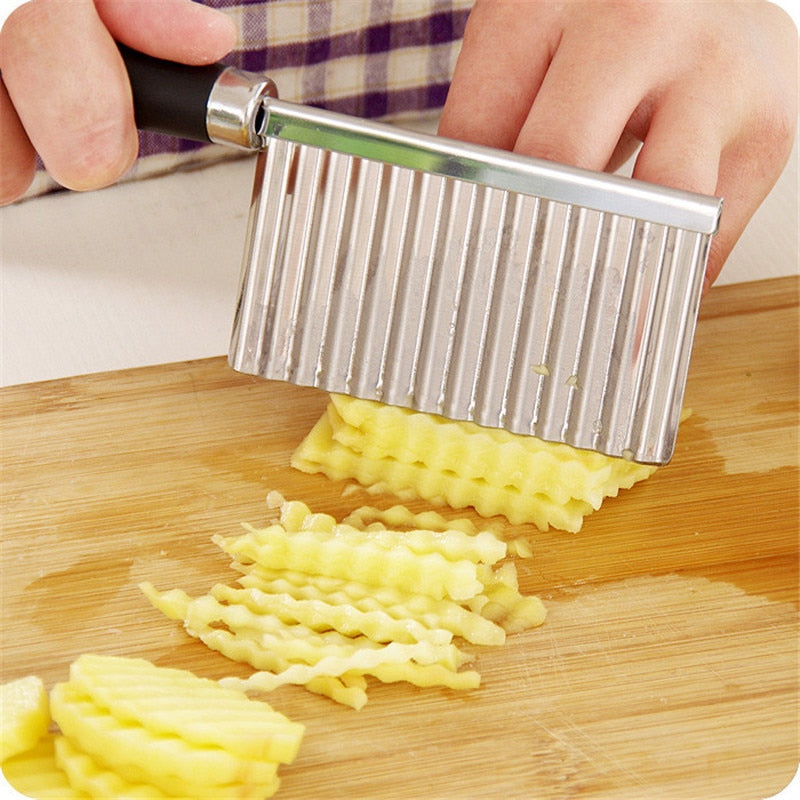 Picador de batatas fritas em aço inoxidável Lâmina ondulada