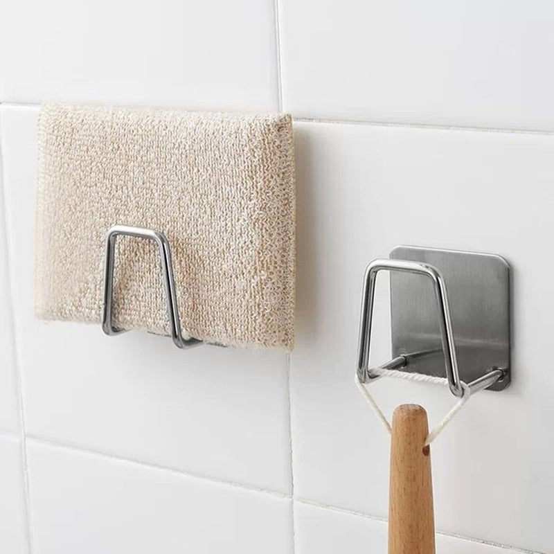Suporte de Esponjas e Objetos de Aço Inoxidável Autoadesivo Acessório Para Cozinha