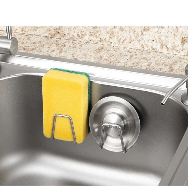 Suporte de Esponjas e Objetos de Aço Inoxidável Autoadesivo Acessório Para Cozinha